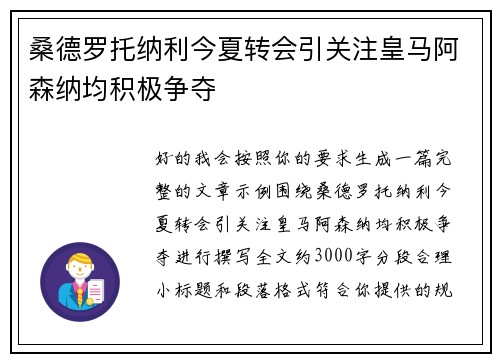 桑德罗托纳利今夏转会引关注皇马阿森纳均积极争夺